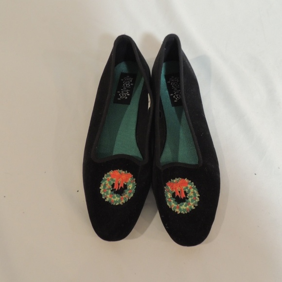 Tinsel Toes Black Velvet Christmas Flats 6 - Picture 2 of 4